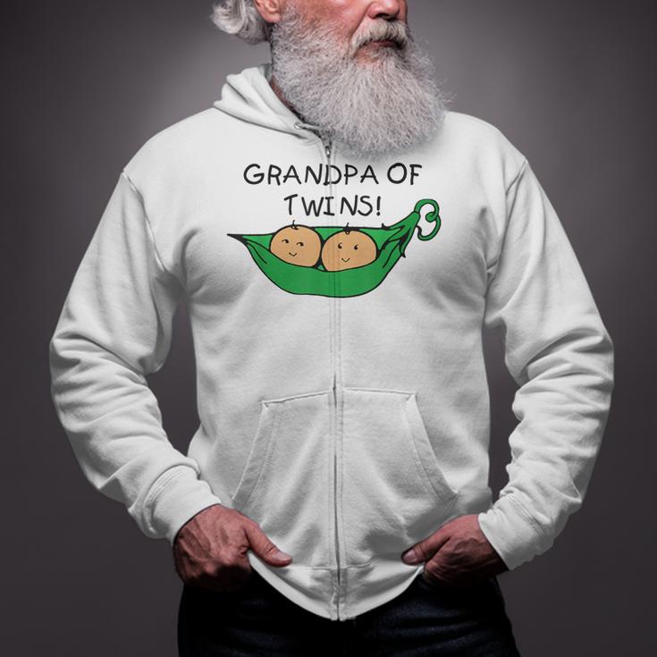 Two Peas In A Pod Grandpa Of Twins Zip Up Hoodie