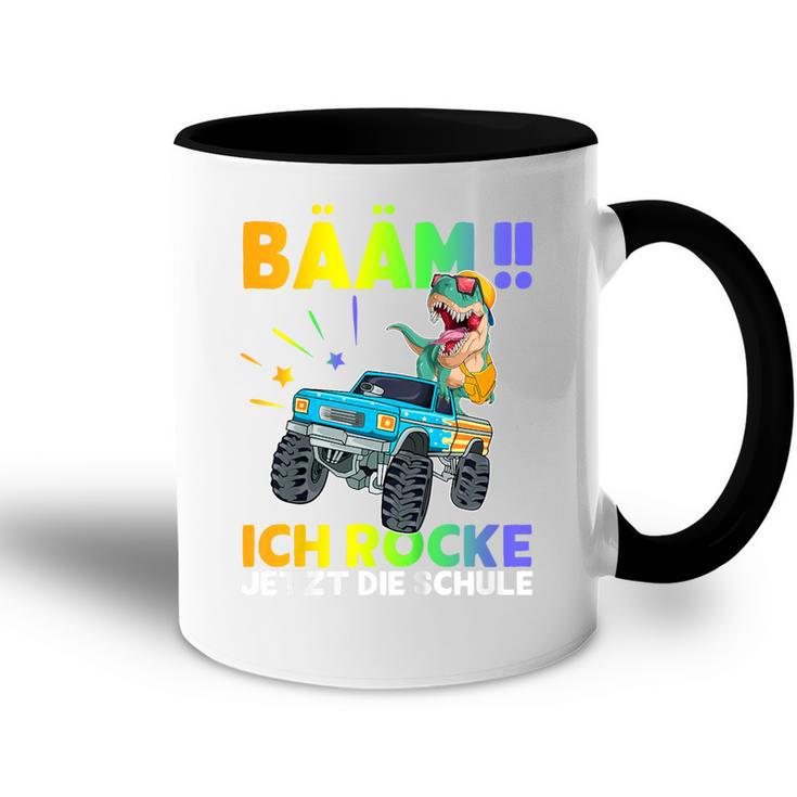 Children's Schulkind 2023 With Dino Bäm Ich Rocke Die Schule Tasse Zweifarbig