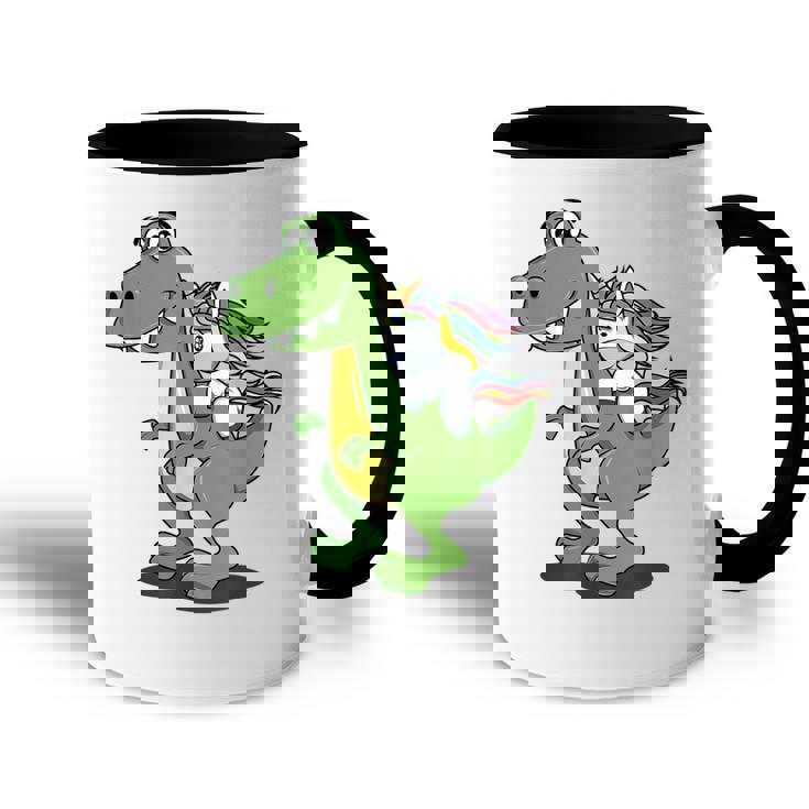 Drôle Licorne Sur Dinosaure Mignons Enfants Et Adultes Accent Mug