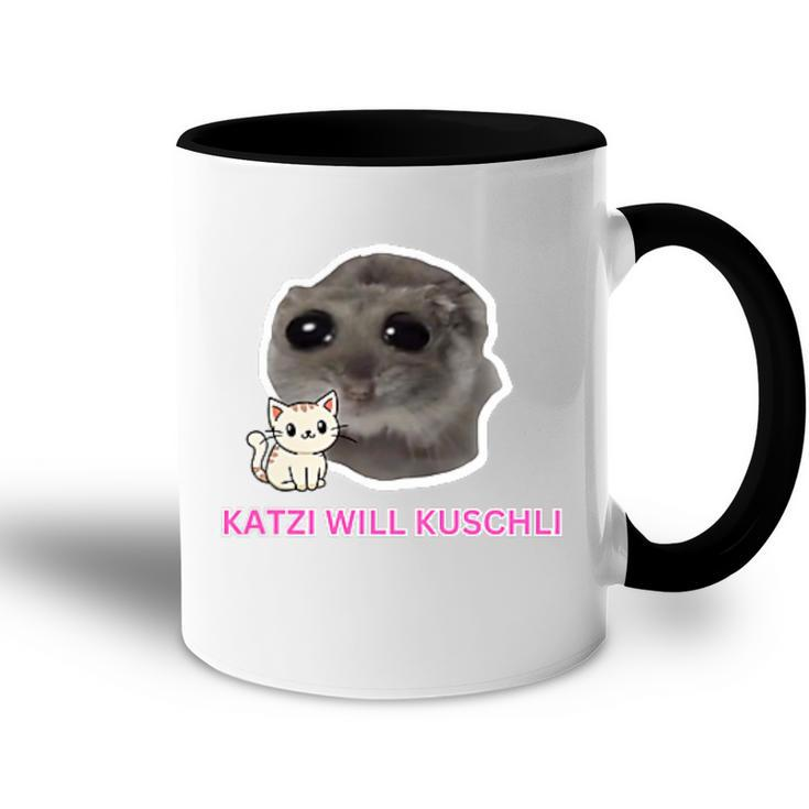 Katzi Will Kuschli Sad Hamster Meme Tasse Zweifarbig