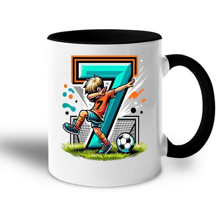 Kinder Fussball Geburtstag Junge 7 Jahre Party Motiv Tasse Zweifarbig