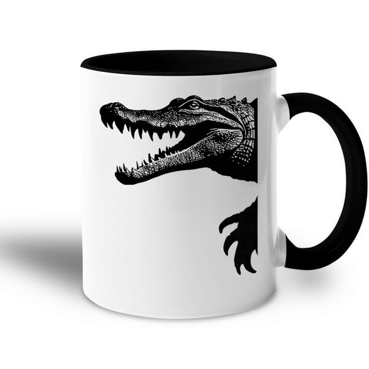 Krokodil Silhouette Mit Kralle Fun Mitgebsel Füratertag Tasse Zweifarbig