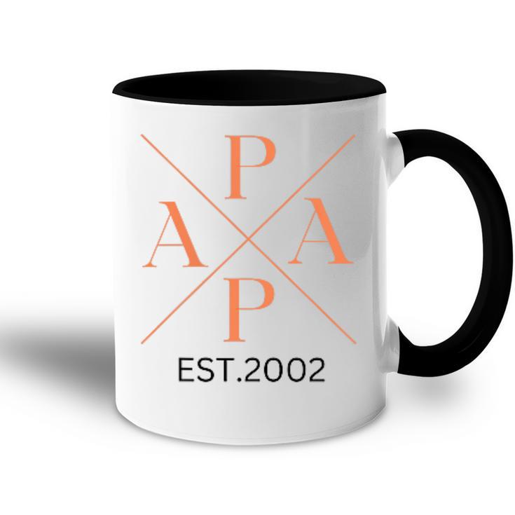 Lustiger Papa Est 2002 Papa Seit 2002 Papa 2002Ater Tasse Zweifarbig