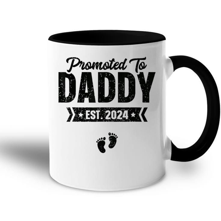 Promoted To Daddy Est 2024 Baby-Geschenke Für Neuen Papa Tasse Zweifarbig