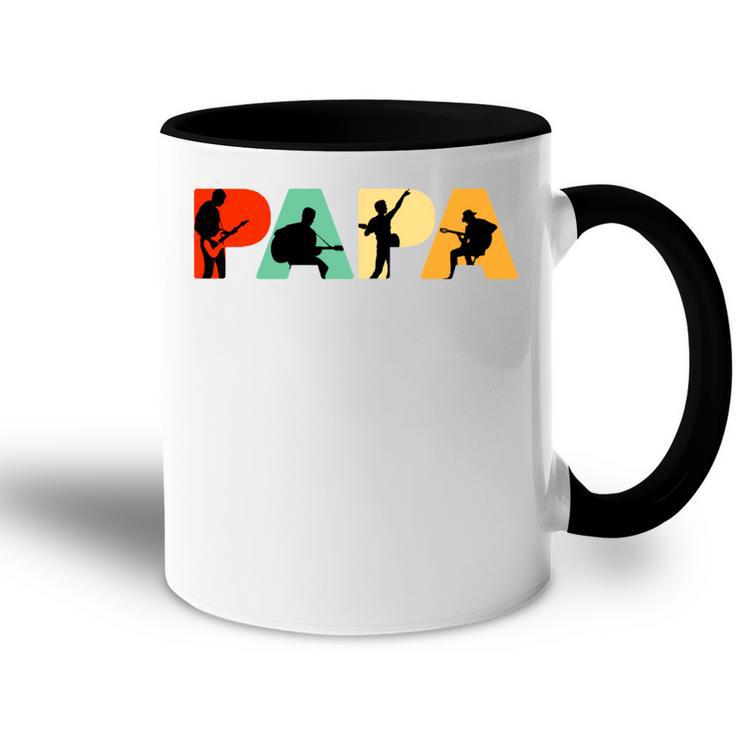 Retro Gitarre Papa Lustiger Papa Gitarrenspieler Tasse Zweifarbig