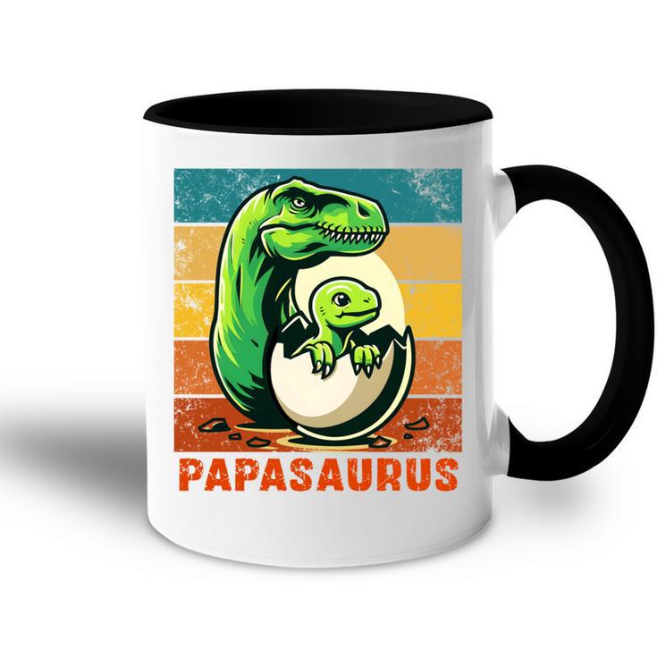 Retro Papasaurusatertag Bester Papa T-Rex Papa Dinosaur Tasse Zweifarbig