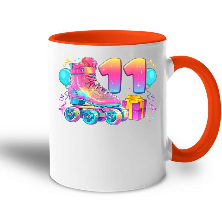 11º Cumpleaños Niña 11 Años Patines Número 11 Accent Mug