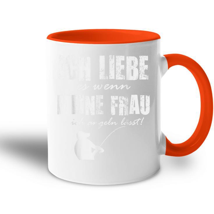 Angler Papa Ich Liebe Es Wenn Meine Frau Mich Angeln Lässt Tasse Zweifarbig