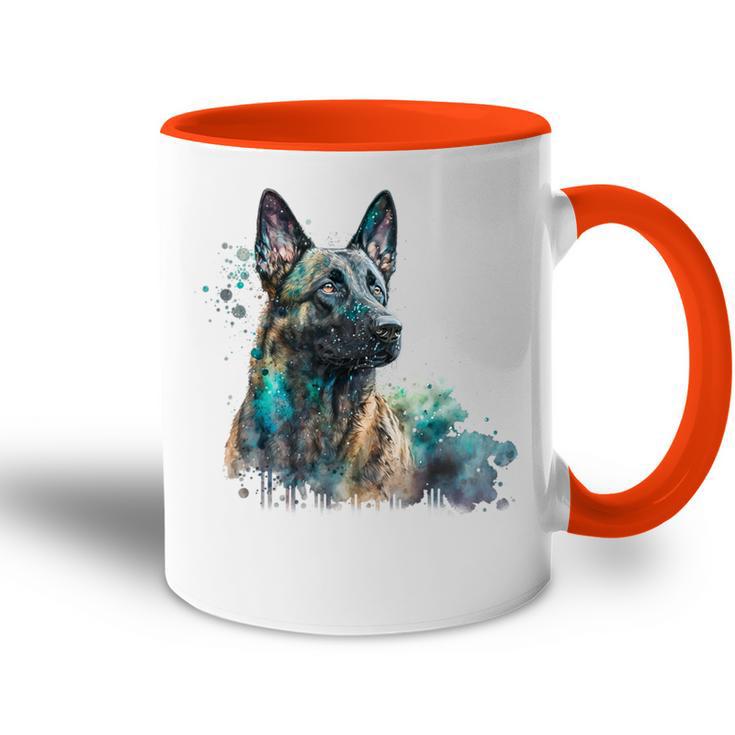 Aquarell Splash Dutchie Hollandse Herder Dutch Shepherd Tasse Zweifarbig