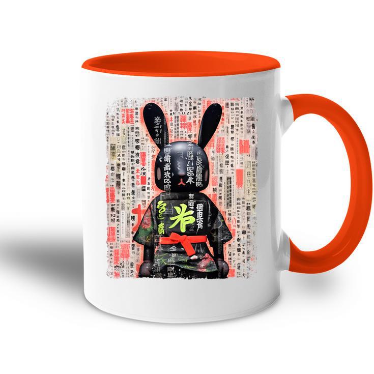 Cyberpunk Rabbit Japanese Futuristic Rabbit Samurei Tasse Zweifarbig