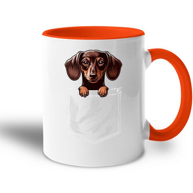 Dackel Hund In Brusttasche Niedlich Lustig Tasse Zweifarbig