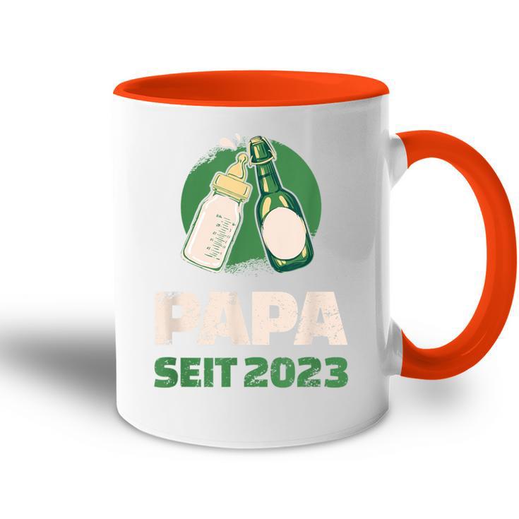 Dad Since 2023 Werdender Papa Bier Milk Tasse Zweifarbig