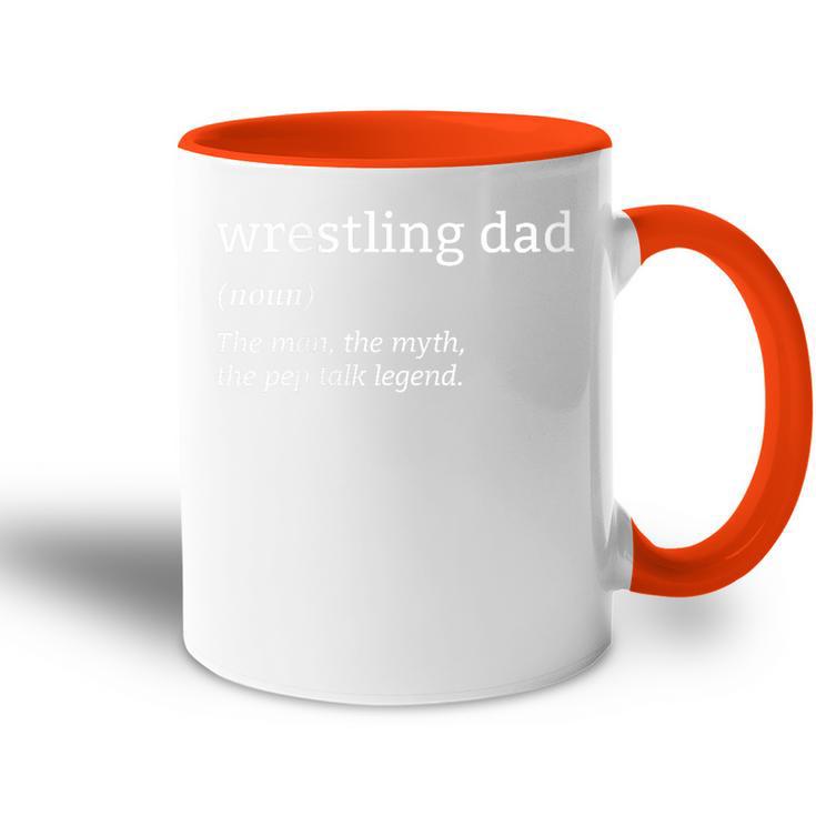 Damen Lustiger Wrestling Papa Definition Mann Mythos Legende Pro Wrestler Mit-Ausschnitt Tasse Zweifarbig