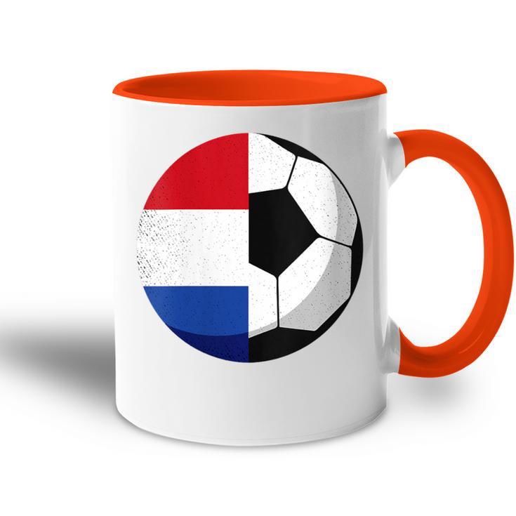 Damen Niederlande Flagge Niederländischer Papa Fußballtorwart Mit-Ausschnitt Tasse Zweifarbig