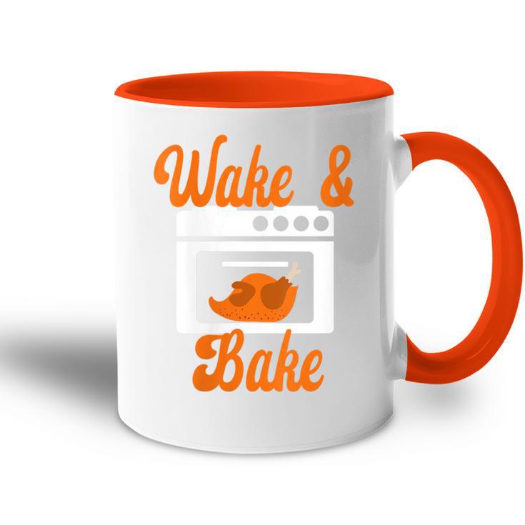 Damen Wake & Bake Thanksgiving Truthahn Lustiger Papa Witz Friendsgiving Mit-Ausschnitt Tasse Zweifarbig