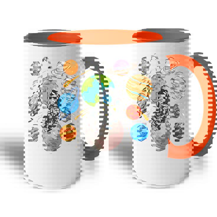 Divertido Astronauta Espacial Planeta Luna Ciencia Sistema Solar Accent Mug