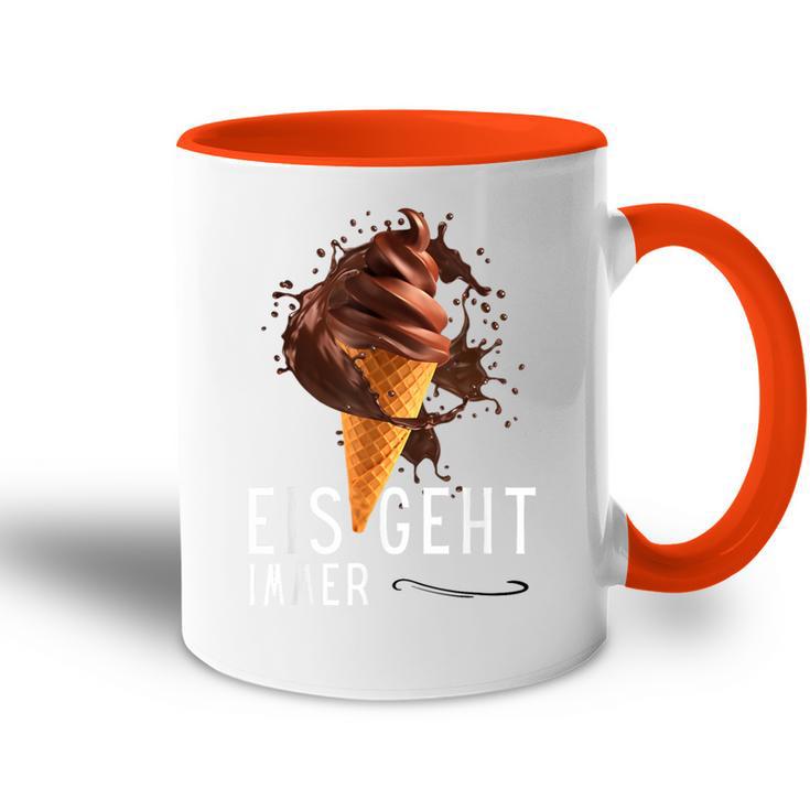 Eis Geht Immer Eisparele Eiscafe Schokoladeneis Orange Tasse Zweifarbig