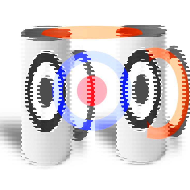 Estilo Retro Diseño De Círculos Rojo Blanco Azul Y Blanco Accent Mug