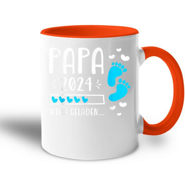 Father 2024 Wird Geladen Papa Loading 2024 Werdender Papa Tasse Zweifarbig