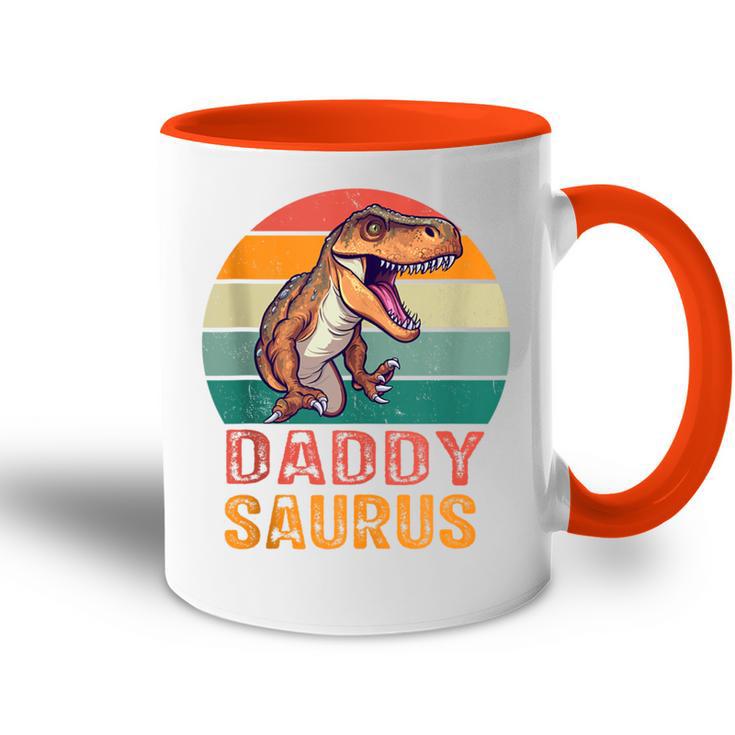 Happy Daddy Saurus T-Rex Dinosaurieratertag Dinosaurier Papa Tasse Zweifarbig