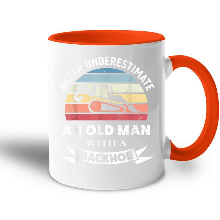 Herren Old Man With A Backhoe Lustiger Bagger Geschenk Papa Tasse Zweifarbig