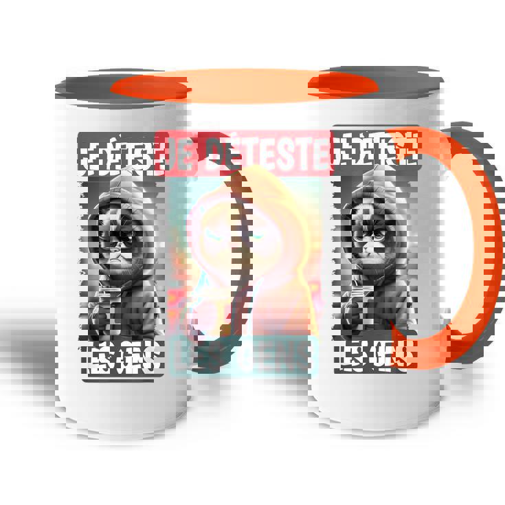 Je Déteste Les Gens Amusant Chat Café Sarcastique Ironic Accent Mug