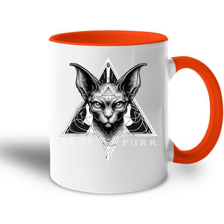 Lucipurr Lucifer Katze Okkulte Sphynx Satanic Atheist Satanismus Tasse Zweifarbig