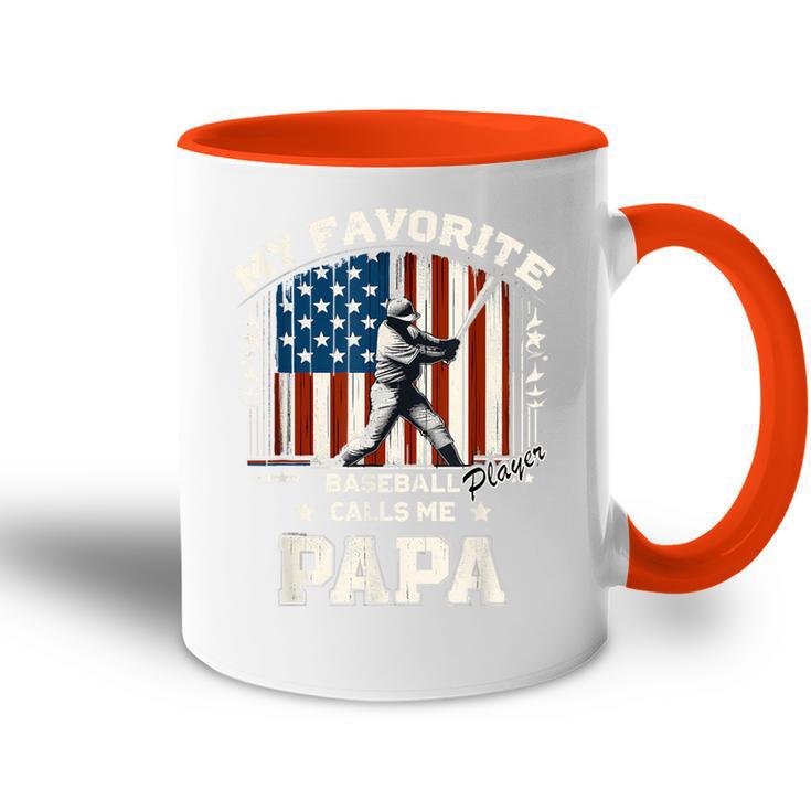 Mein Lieblings-Baseballspieler Nennt Mich Papa American Flag Dad Tasse Zweifarbig