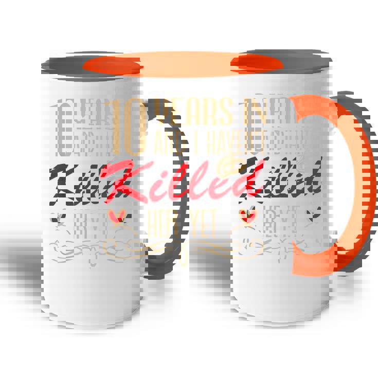 Meme 10 Aniversario De Bodas Parejas Casadas 10 Años Divertidos Accent Mug