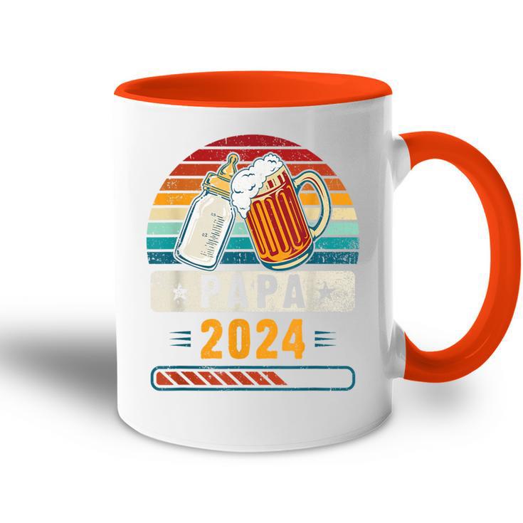 Papa 2024 Babyankündigung Werdender Papa Tasse Zweifarbig