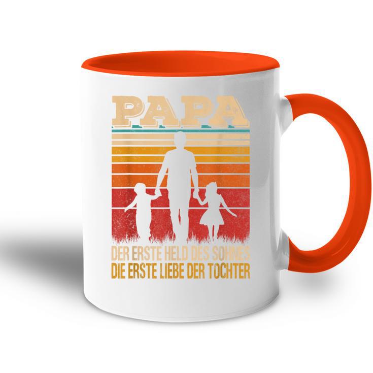 Papa Der Erste Held Des Sohnes Die Erste Liebe Der Tochter Tasse Zweifarbig