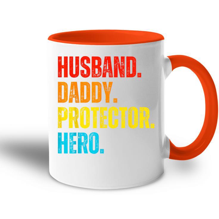 Retro Ehemann Papa Protector Heroatertag Für Papa Tasse Zweifarbig