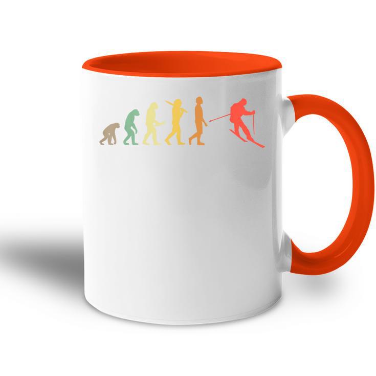 Retro Skiing Evolution For Skiers Tasse Zweifarbig