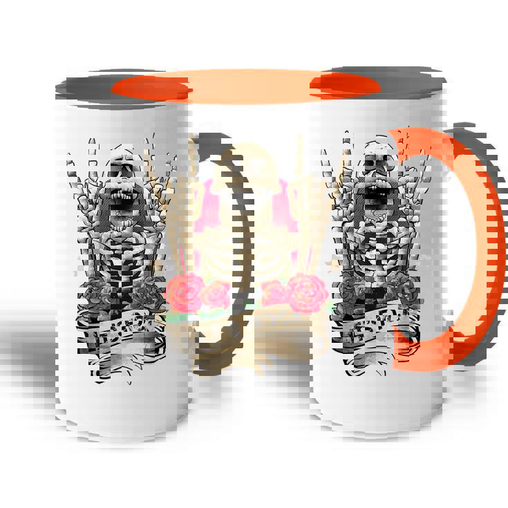 Lets Rock & Roll Esqueleto Manointage Retro Rock Concierto Accent Mug