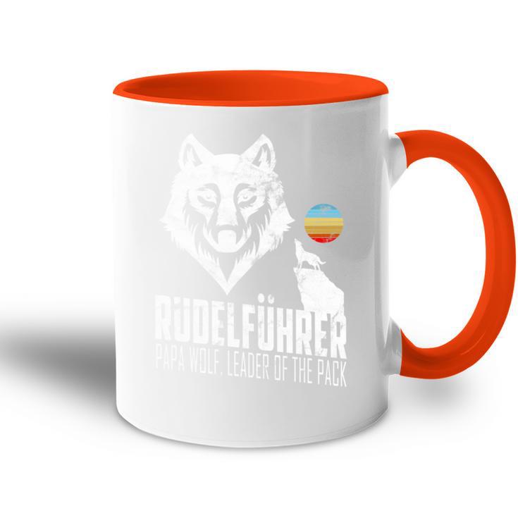 Rudelführer Wolf Head Father's Day Rudel Dadintage Dad Wolf Tasse Zweifarbig