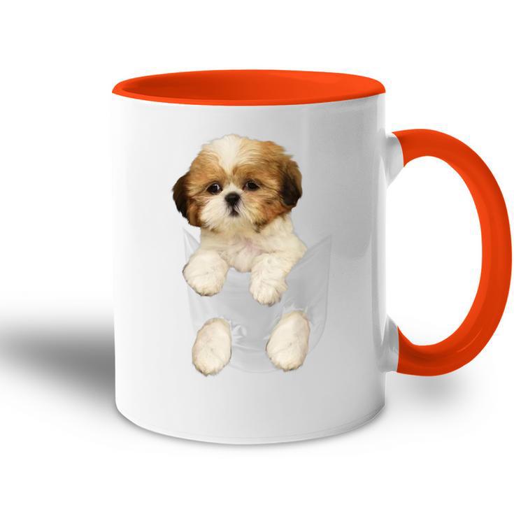 Shih Tzu Puppy In Pocket Tasse Zweifarbig