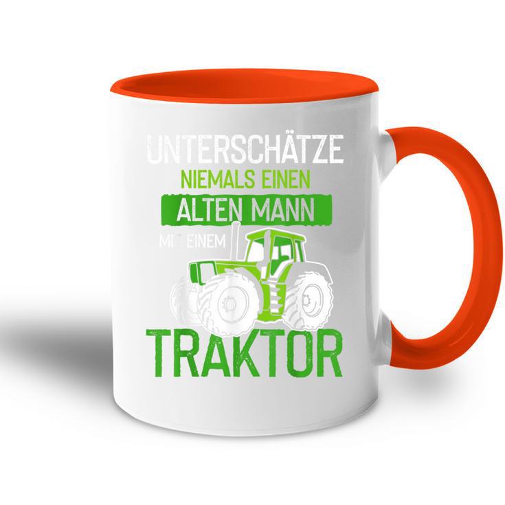 Unterschätze Niemals Einen Alten Mann Mit Einem Traktor Opa Tasse Zweifarbig