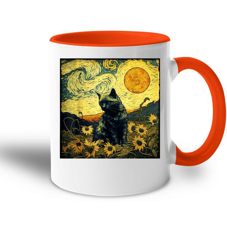 Van Gogh Cat Tasse Zweifarbig