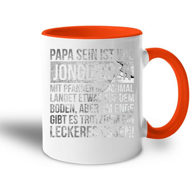 Vatertag Geschenk Papa Sein Ist Wie Jonglieren Mit Pfannen Tasse Zweifarbig