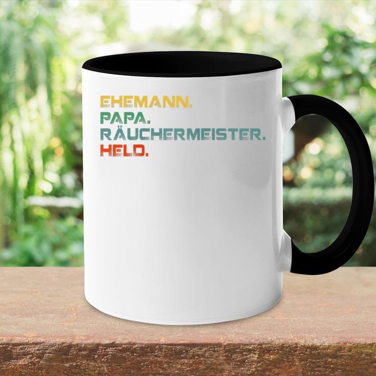 Ehemann Papa Räuchermeister Held Retro Grillmeisterintage Raglan Tasse Zweifarbig