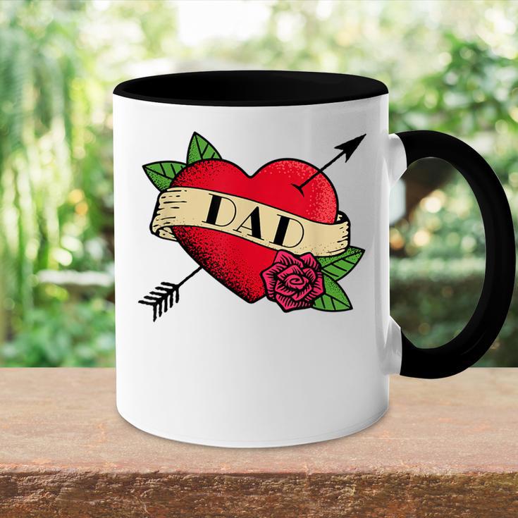 Herz Papa Tattoo Tasse Zweifarbig