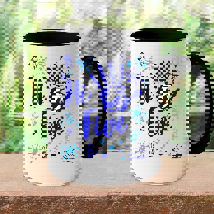 Hi Five Boy 5 Years Old Blue Fête D'anniversaire De Famille Accent Mug