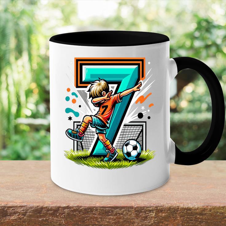 Kinder Fussball Geburtstag Junge 7 Jahre Party Motiv Tasse Zweifarbig