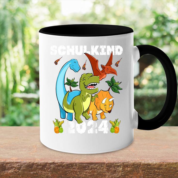 Kinder Schulkind 2024 Dinosaurier Schulanfang Dino Einschulung Tasse Zweifarbig