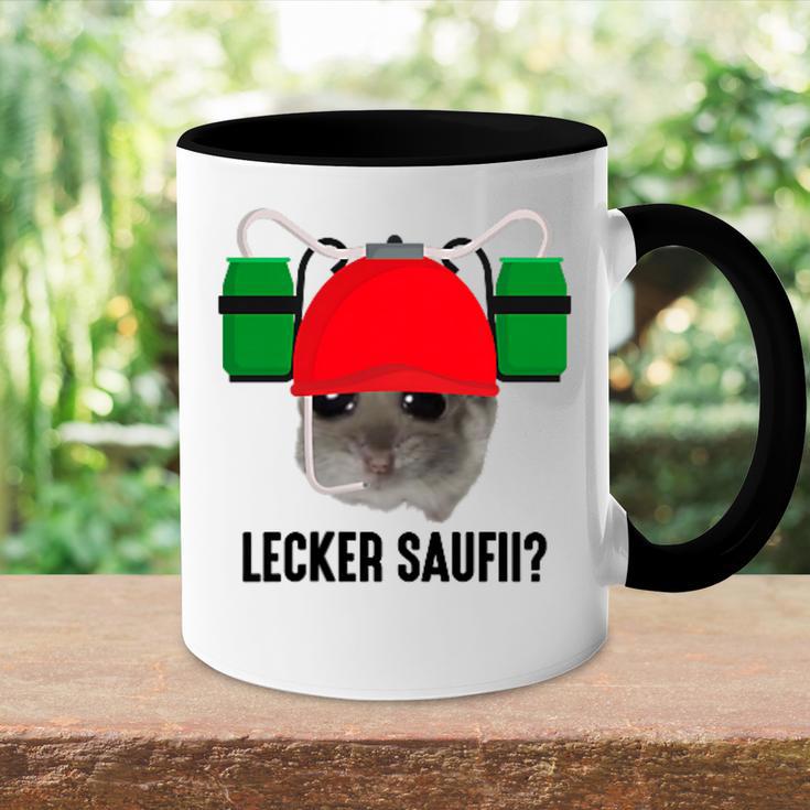 Lecker Saufii Bierchen X Sad Hamster Meme Bier Bierhelm Tasse Zweifarbig