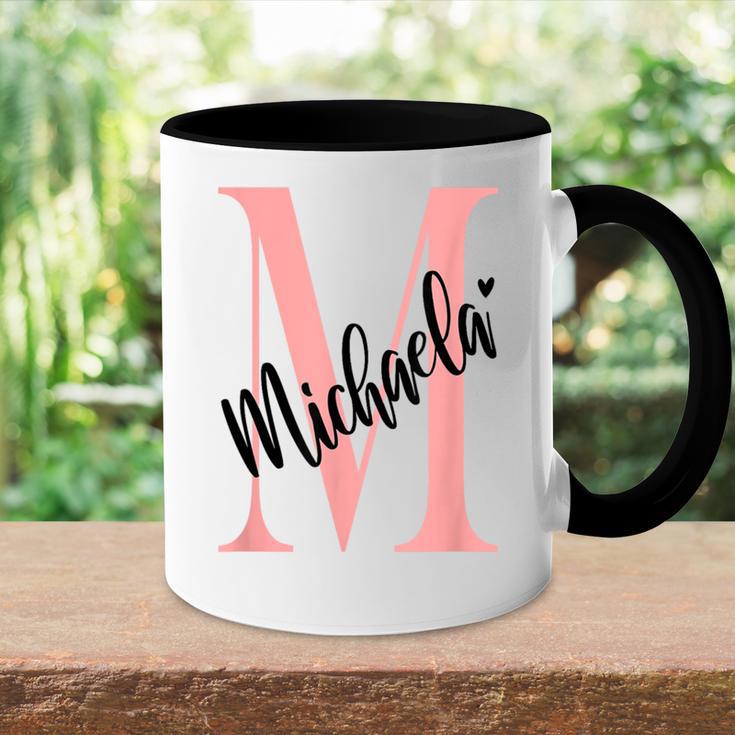 Michaela Nameorname Mit Monogramm Personalisiert Rosa Tasse Zweifarbig