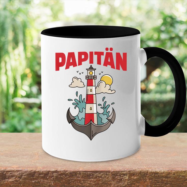 Papitänatertag Bester Papa Anker Leuchtturm Norden Kapitän Kapuzenjacke Tasse Zweifarbig