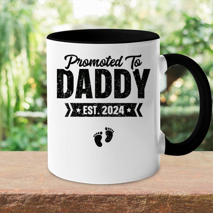 Promoted To Daddy Est 2024 Baby-Geschenke Für Neuen Papa Tasse Zweifarbig