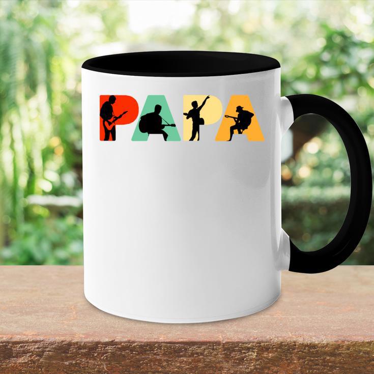 Retro Gitarre Papa Lustiger Papa Gitarrenspieler Tasse Zweifarbig