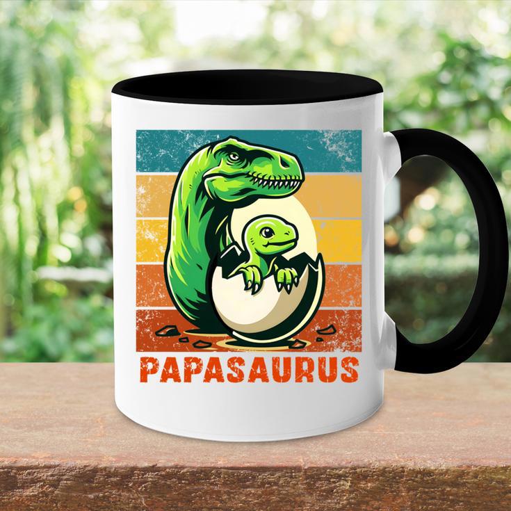 Retro Papasaurusatertag Bester Papa T-Rex Papa Dinosaur Tasse Zweifarbig